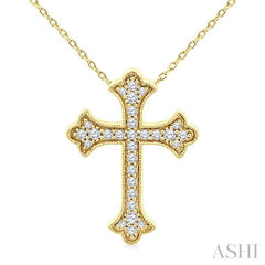 ASHI Cross Petite Diamond Fashion Pendant 961D7PPTGPDYG