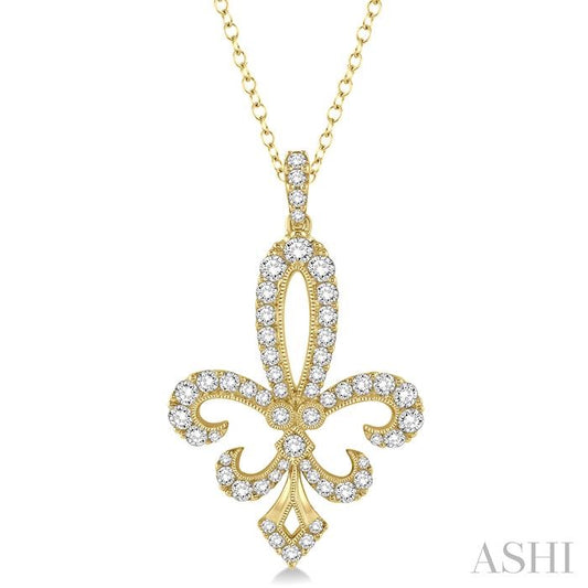 ASHI Fleur De Lis Diamond Pendant 96200PPFGPDYG-1.50