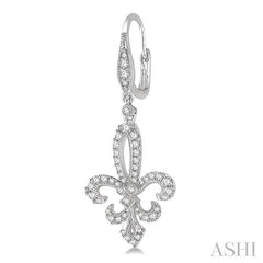 ASHI Fleur De Lis Diamond Earrings 96202PPFVERWG
