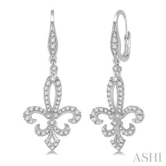 ASHI Fleur De Lis Diamond Earrings 96202PPFVERWG