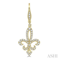 ASHI Fleur De Lis Diamond Earrings 96202PPFVERYG
