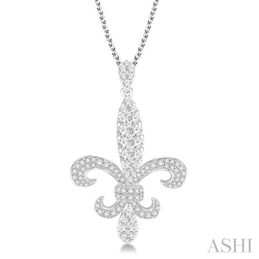 ASHI Fleur De Lis Diamond Pendant 96210PPFVPDWG-1.75