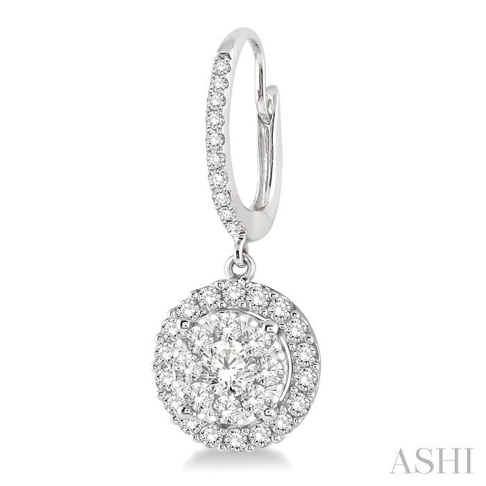 ASHI Round Shape Halo Lovebright Essential Diamond Earrings 96291PPFGERWG