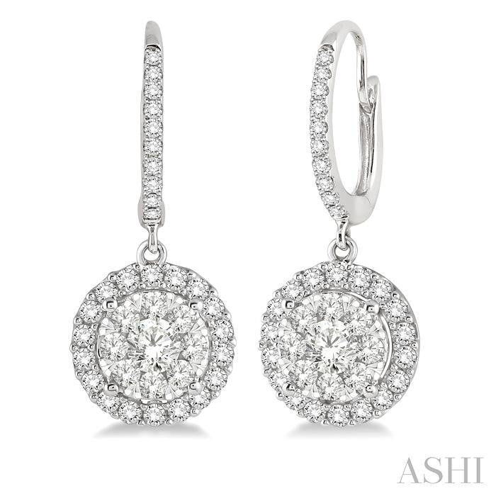 ASHI Round Shape Halo Lovebright Essential Diamond Earrings 96291PPFGERWG