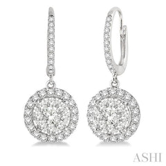 ASHI Round Shape Halo Lovebright Essential Diamond Earrings 96291PPFGERWG