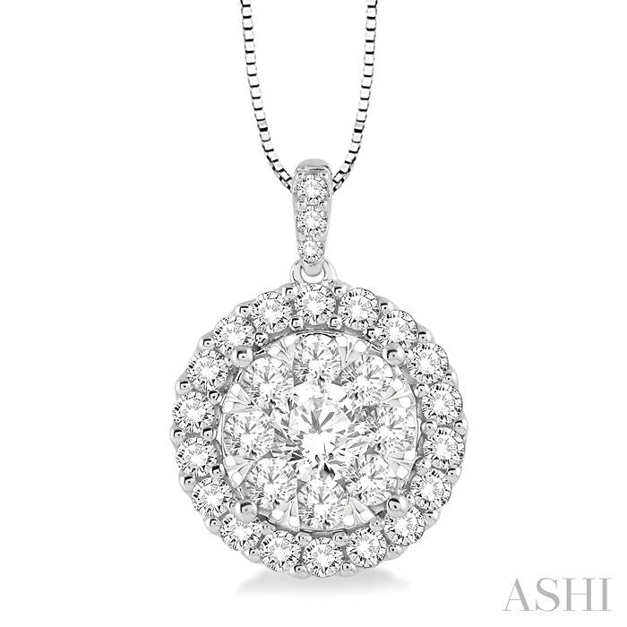 ASHI Round Shape Halo Lovebright Essential Diamond Pendant 96291PPFGPDWG