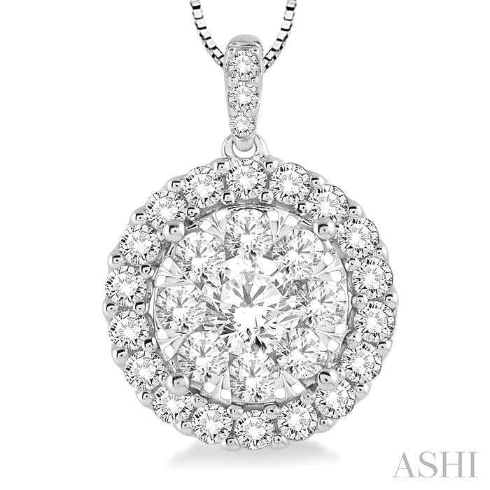 ASHI Round Shape Halo Lovebright Essential Diamond Pendant 96291PPFGPDWG