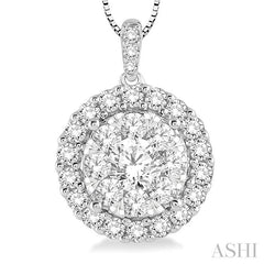 ASHI Round Shape Halo Lovebright Essential Diamond Pendant 96291PPFGPDWG