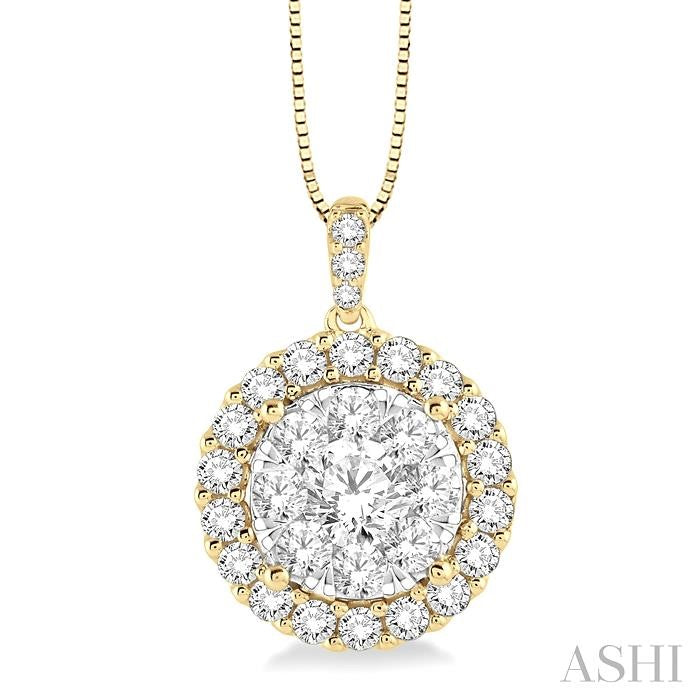 ASHI Round Shape Halo Lovebright Essential Diamond Pendant 96291PPFVPDYW