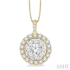 ASHI Round Shape Halo Lovebright Essential Diamond Pendant 96291PPFVPDYW