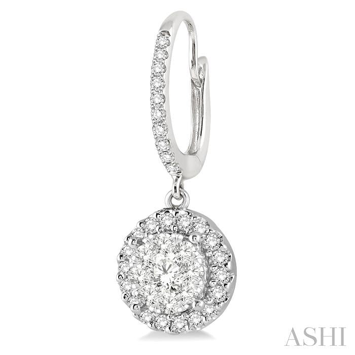 ASHI Round Shape Halo Lovebright Essential Diamond Earrings 96294PPFGERWG