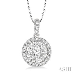 ASHI Round Shape Halo Lovebright Essential Diamond Pendant 96295PPFGPDWG