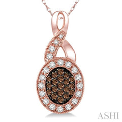 ASHI Oval Shape Champagne Halo Diamond Pendant 96365PPTSPDPG