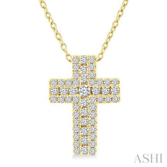 ASHI Cross Diamond Fashion Pendant 963B6PPFGPDYG