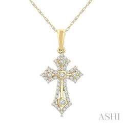 ASHI Cross Diamond Fashion Pendant 963C6PPTGPDYG