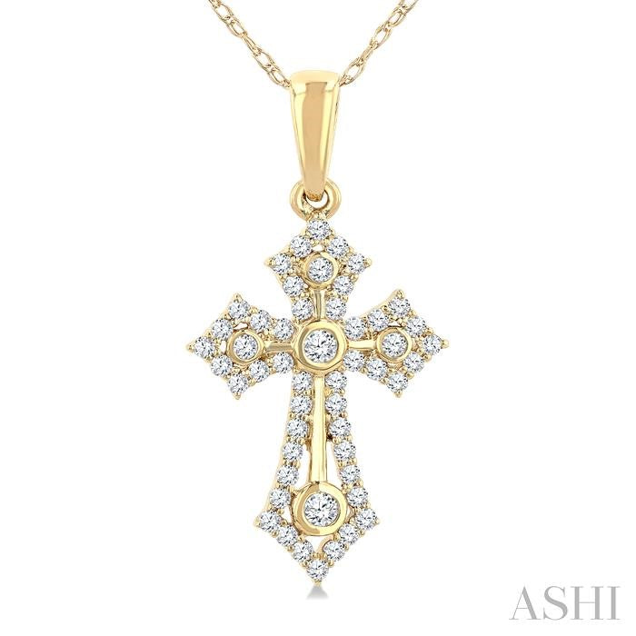 ASHI Cross Diamond Fashion Pendant 963C6PPTGPDYG