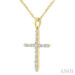 ASHI Cross Baguette Diamond Fashion Pendant 963D7PPTGPDYG