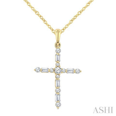 ASHI Cross Baguette Diamond Fashion Pendant 963D7PPTGPDYG