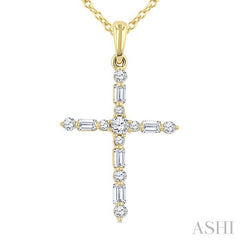 ASHI Cross Baguette Diamond Fashion Pendant 963D7PPTGPDYG