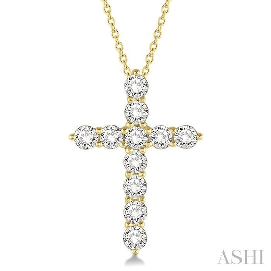 ASHI Cross Diamond Fashion Pendant 96450PPFHPDYG-1.50