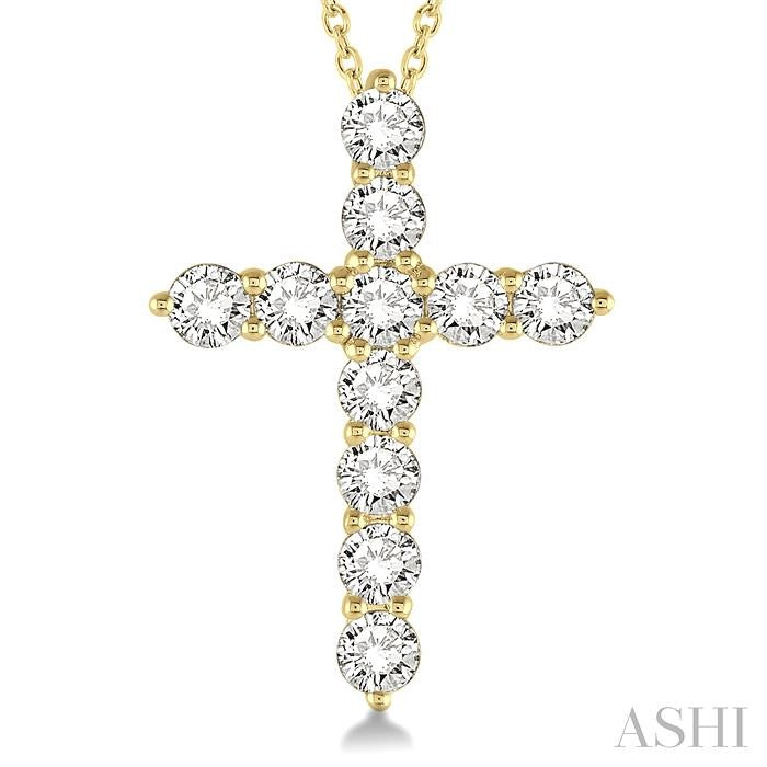 ASHI Cross Diamond Fashion Pendant 96450PPFHPDYG-1.50