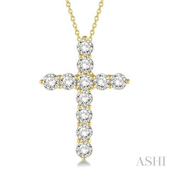 ASHI Cross Diamond Fashion Pendant 96450PPFHPDYG-2.00