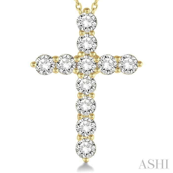 ASHI Cross Diamond Fashion Pendant 96450PPFHPDYG-2.00