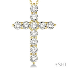 ASHI Cross Diamond Fashion Pendant 96450PPFHPDYG-2.00