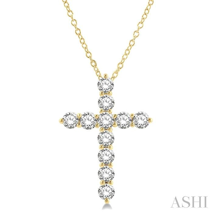 ASHI Cross Diamond Fashion Pendant 96450PPFHPDYG-3.00
