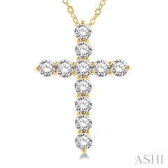 ASHI Cross Diamond Fashion Pendant 96450PPFHPDYG-3.00