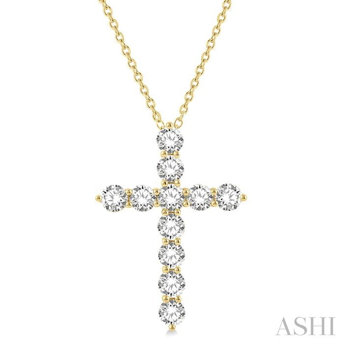 ASHI Cross Diamond Fashion Pendant 96450PPFHPDYG-4.00