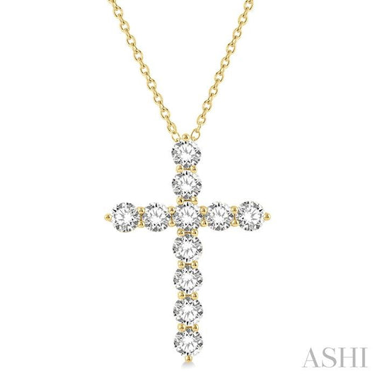 ASHI Cross Diamond Fashion Pendant 96450PPFHPDYG-4.00