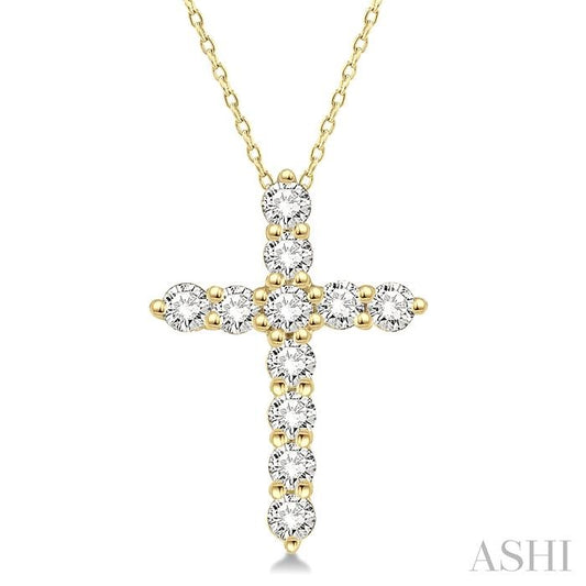 ASHI Cross Diamond Fashion Pendant 96453PPFHPDYG