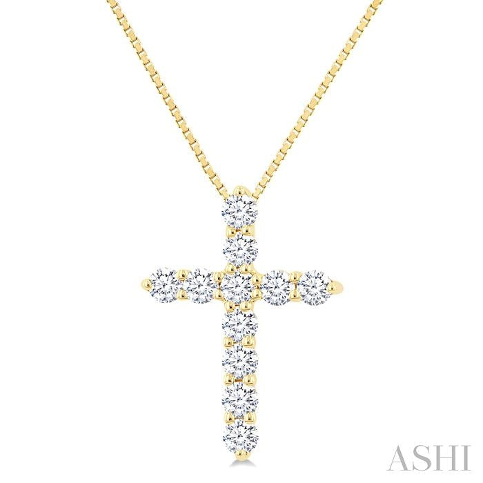 ASHI Cross Diamond Fashion Pendant 96455PPFGPDYG
