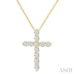 ASHI Cross Diamond Fashion Pendant 96455PPFGPDYG