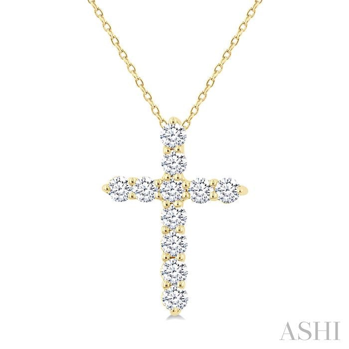 ASHI Cross Diamond Fashion Pendant 96455PPFHPDYG
