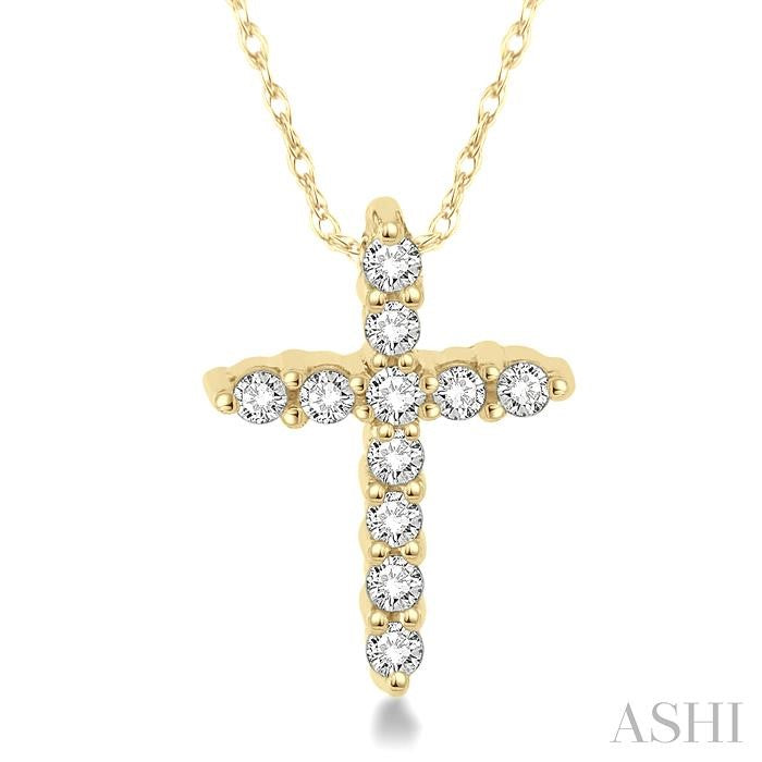 ASHI Cross Petite Diamond Fashion Pendant 96459PPFSPDYG