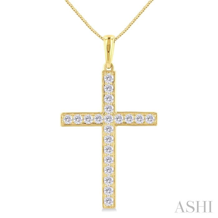 ASHI Pave-Set Cross Diamond Fashion Pendant 964B3PPFGPDYG