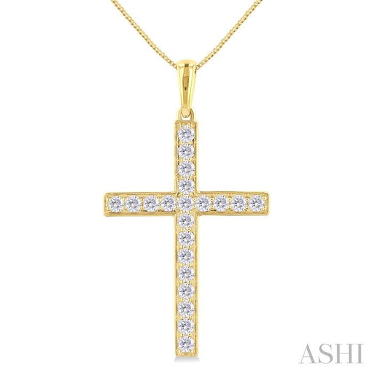 ASHI Pave-Set Cross Diamond Fashion Pendant 964B3PPFGPDYG