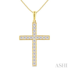 ASHI Pave-Set Cross Diamond Fashion Pendant 964B3PPFGPDYG