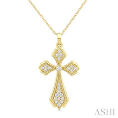 ASHI Cross Diamond Fashion Pendant 964C8PPTGPDYG