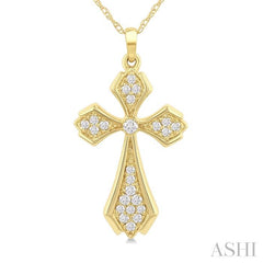ASHI Cross Diamond Fashion Pendant 964C8PPTGPDYG