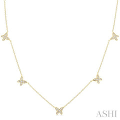 ASHI Butterfly Diamond Station Necklace 965S0PPFGNKYG