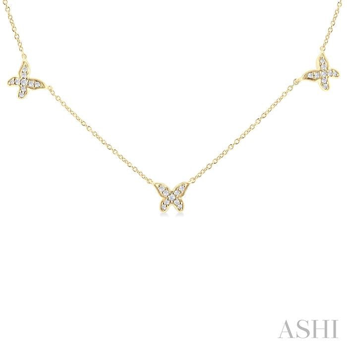 ASHI Butterfly Diamond Station Necklace 965S0PPFGNKYG
