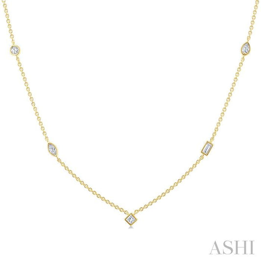 ASHI Mixed Shape Bezel Set Diamond Station Necklace 965THPPFGNKYG