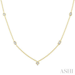 ASHI Mixed Shape Bezel Set Diamond Station Necklace 965THPPFGNKYG