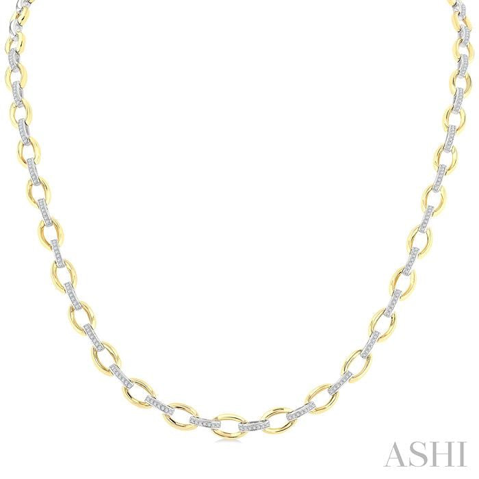ASHI Bold Oval Shape Link Diamond Fashion Necklace 965ZHPPTGNKYW-OV