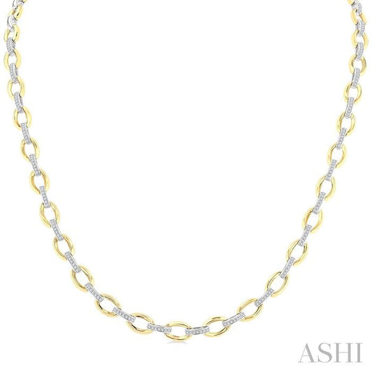 ASHI Bold Oval Shape Link Diamond Fashion Necklace 965ZHPPTGNKYW-OV