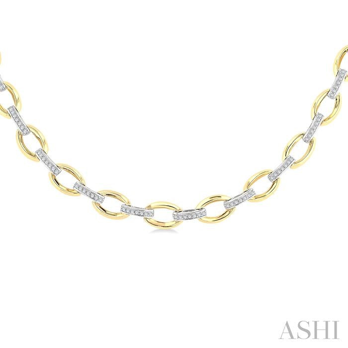 ASHI Bold Oval Shape Link Diamond Fashion Necklace 965ZHPPTGNKYW-OV