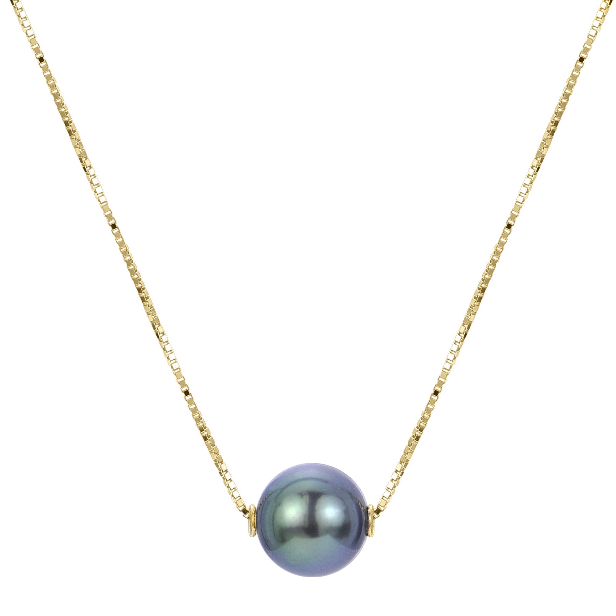 Parkplace Pearls 14KT Yellow Gold Fancy Green Color Tahitian Pearl Solitaire Necklace 966821/BGRN